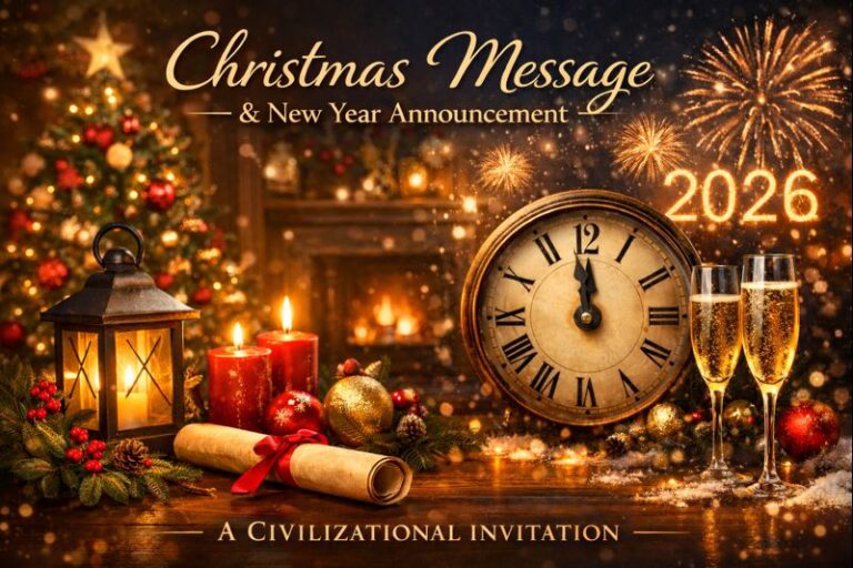Christmas Message & New Year Announcement: A Civilizational Invitation